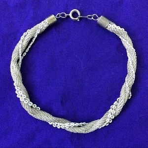 Vintage Silver Chain Link Woven Mesh Bracelet